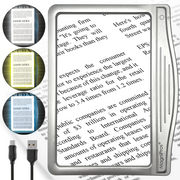 Rechargeable 5X Large Ultra Bright LED Page Magnifier with 12 Dimmable LEDs