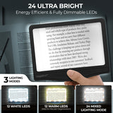Rechargeable 5X Large Ultra Bright LED Page Magnifier with  3 Color Modes
