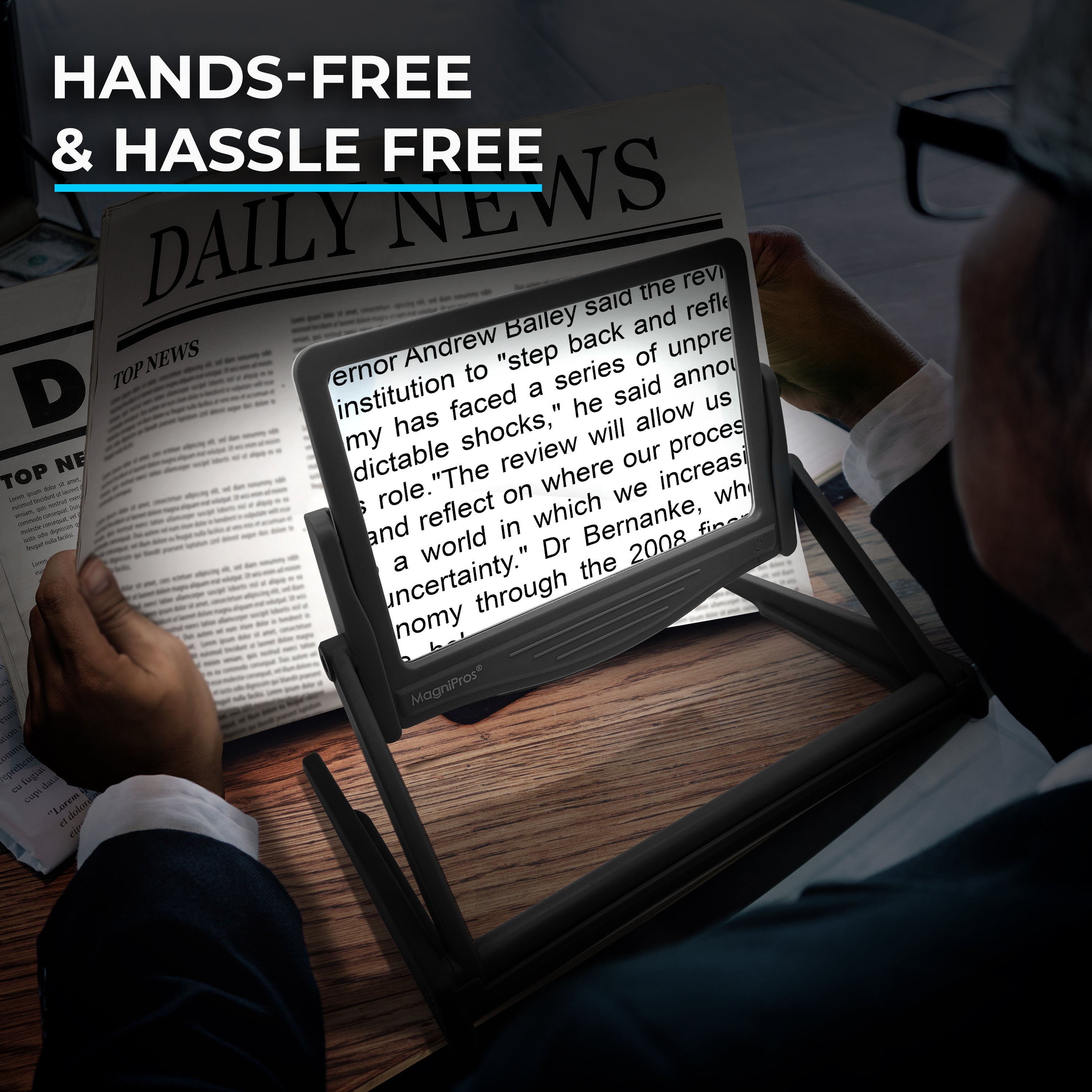 5x LED Page Magnifier with 3 Color Light Modes & Detachable HandsFree