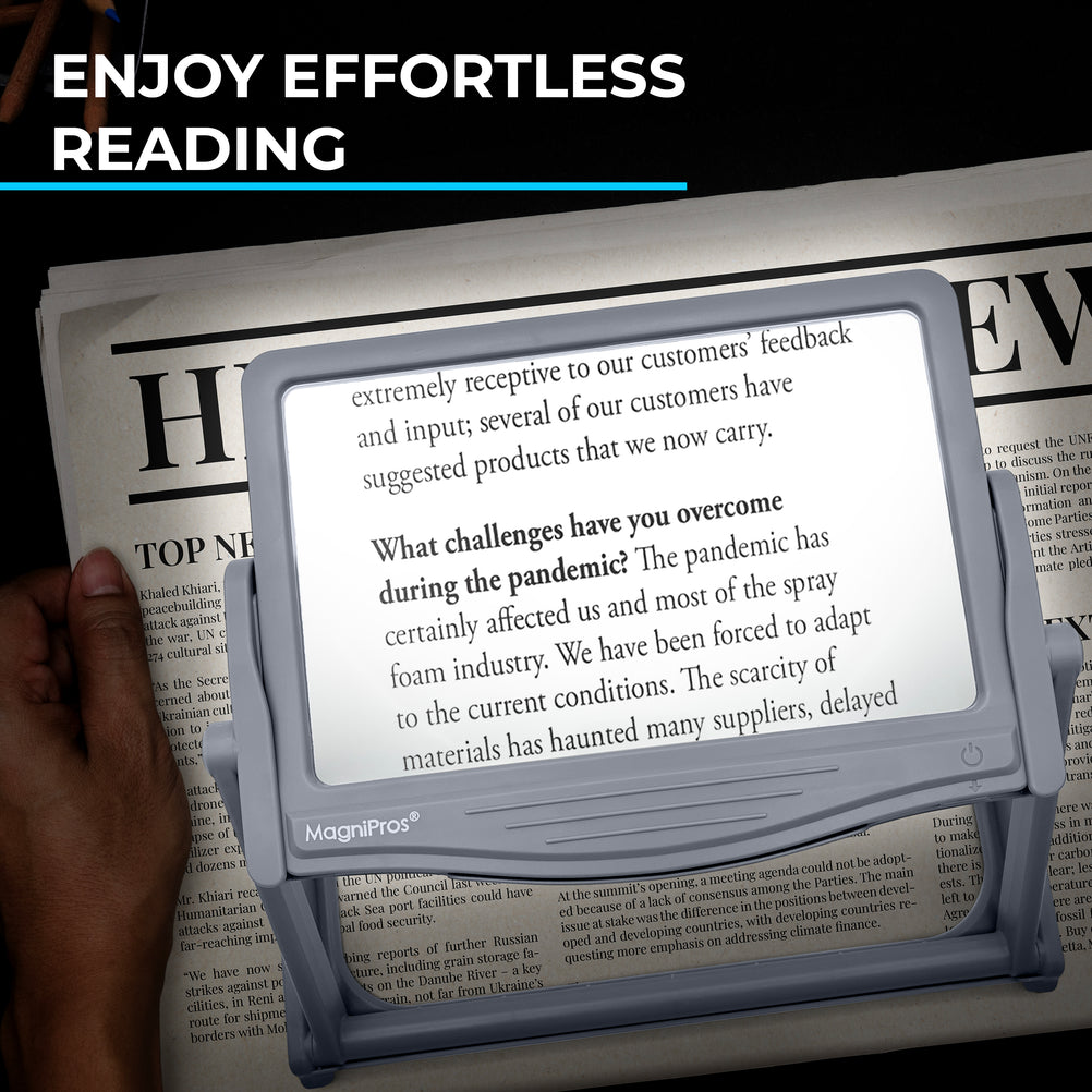 5x LED Page Magnifier with 3 Color Light Modes & Detachable Hands-Free
