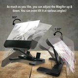 3X Large Bookstand Foldable Magnifier with Fully Dimmable LEDs