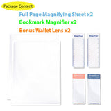 3X Full Page Fresnel Magnifying Sheets with Bookmark Magnifiers