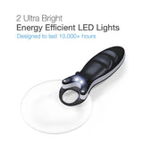 LED Handheld Magnifier Dual Magnification 3X with 5X Bi-Focal Inset Lens