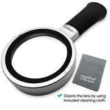 10X Magnifying Glass with Lights-Non Slip Ergonomic Standing Handle