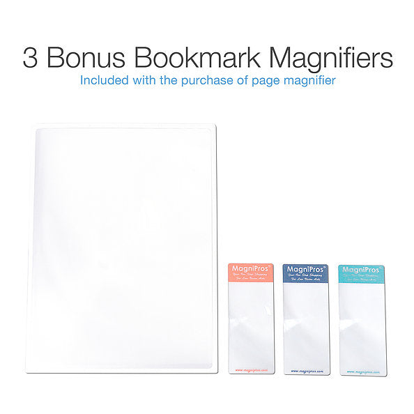 3X(300%) Page Magnifying Lens with 3 Bonus Bookmark Magnifiers