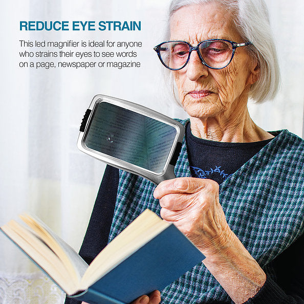 Rechargeable 4X Magnifying Glass for Reading, Handheld Page Magnifying  Glass with Light for Low Vision Seniors, Lightweight LED Magnifier for  Reading