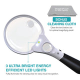 3 Ultra Bright LED Lights with 3X 4.5X 25X Power Magnifying Glass with Light