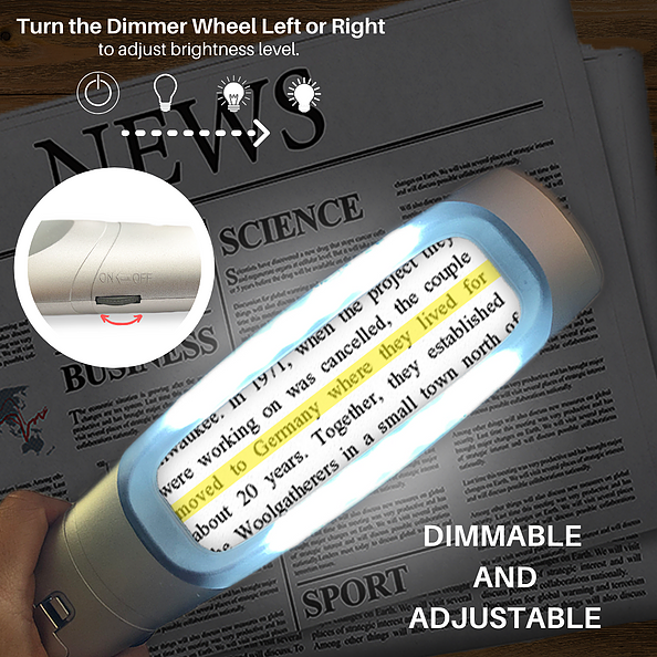 4X Magnifying Bar Magnifier with 14 Dimmable LED Lights – MagniPros