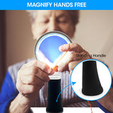 10X Magnifying Glass with Lights-Non Slip Ergonomic Standing Handle