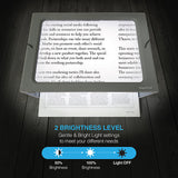 3X Large Full Page Magnifier with 12 LED Lights, Foldable Flip-Out Legs