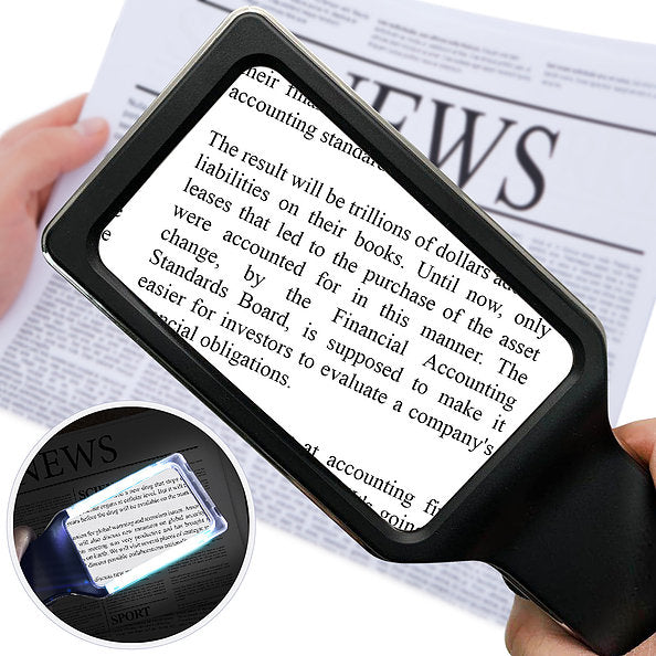 Magnipros 3X Large Horizontal Handheld Magnifying Glass with 10 Anti Glare Dimmable LEDs