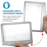 Rechargeable 4X Large Ultra Bright LED Page Magnifier with 12 Dimmable LEDs
