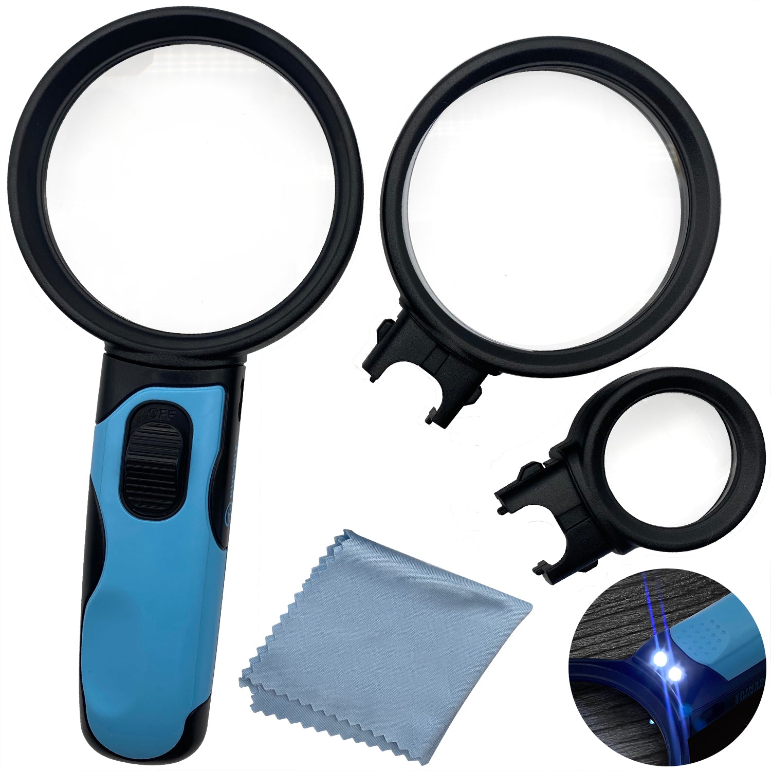 SE MH7005B 5X Handheld Magnifier with 2 Glass Lens Dia.