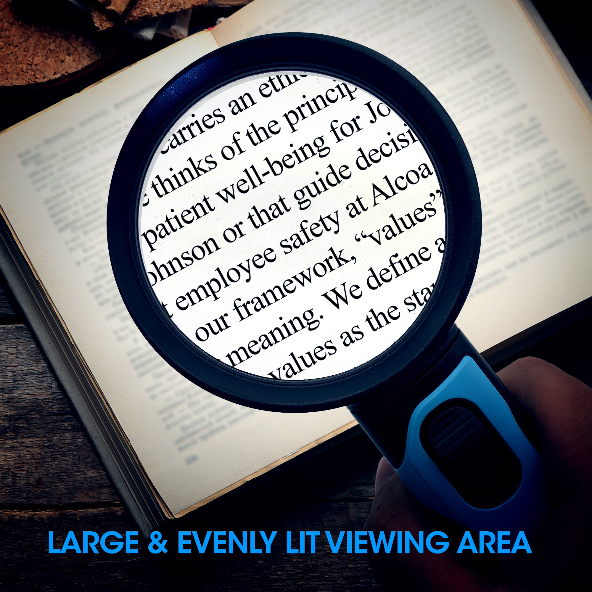 Large LED Lighted Magnifier, Dual Glass Lens 2.5x,10x Reading Magnifier