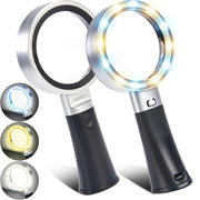 10X Magnifying Glass with Lights-Non Slip Ergonomic Standing Handle