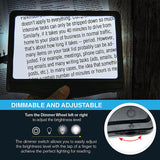 5X Large Ultra Bright LED Page Magnifier with 12 Anti-Glare Dimmable LEDs