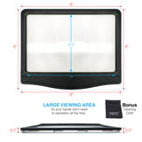 5X Large Ultra Bright LED Page Magnifier with 12 Anti-Glare Dimmable LEDs