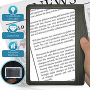 5X Large Ultra Bright LED Page Magnifier with 12 Anti-Glare Dimmable LEDs