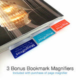 Large 2X Full Page Magnifier Magnifying Sheet with 3 Bonus Bookmark Magnifier